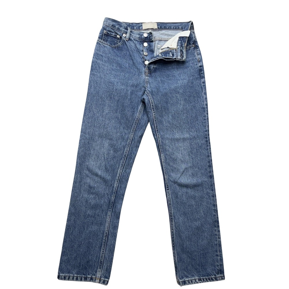 Everlane Womens Jeans 31x25 Blue Cheeky High Rise Straight Button Fly Denim